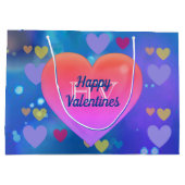 ハッピーヴァレンティーンズデイモノグラムかわいらしハート ラージペーパーバッグ (裏面)