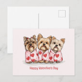 ハッピーヴァレンティーンズデイヨークシャーテリアドッグス シーズンポストカード (正面/裏面)