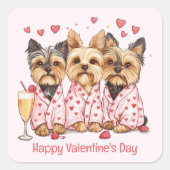ハッピーヴァレンティーンズデイヨークシャーテリアドッグス スクエアシール (正面)