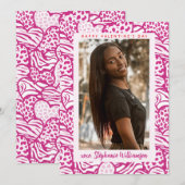 ハッピーヴァレンティーンズデイライトピンクジャングルハート写真 シーズンカード (正面/裏面)