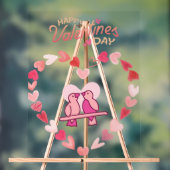 ハッピーヴァレンティーンズデイラブバーズピンクハートリース アクリルサイン (ニュートラル)