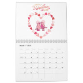 ハッピーヴァレンティーンズデイラブバーズピンクハートリース カレンダー (3月 2026)