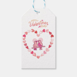 ハッピーヴァレンティーンズデイラブバーズピンクハートリース ギフトタグ
