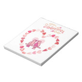 ハッピーヴァレンティーンズデイラブバーズピンクハートリース ノートパッド (回転)