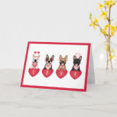 ハッピーヴァレンティーンズデイラブブルフランスのドッグ カード (黄色い花)