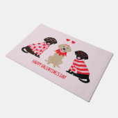 ハッピーヴァレンティーンズデイラブラドールレトリエバードッグス ドアマット (アングル)