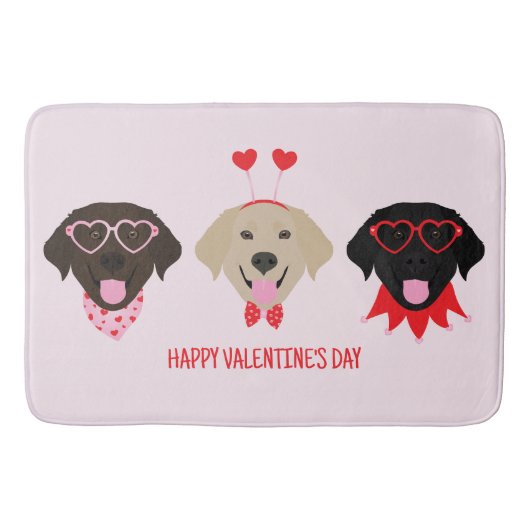 ハッピーヴァレンティーンズデイラブラドールレトリエバードッグス バスマット (正面)