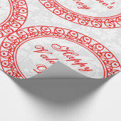 ハッピーヴァレンティーンズデイレッドサークル&レース ラッピングペーパー (角)