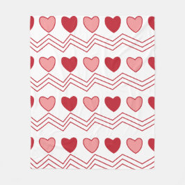 ハッピーヴァレンティーンズデイレッドピンクハートパターン フリースブランケット