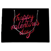 ハッピーヴァレンティーンズデイレッドフォイルスクリプトロマンチック ラージペーパーバッグ (正面)
