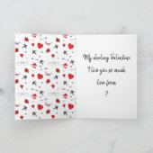 ハッピーヴァレンティーンズデイレトロパターン(の模様が)あるブルー シーズンカード (内部)