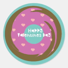 ハッピーヴァレンティーンズデイ紙吹雪ハートスワールドーナツ ラウンドシール