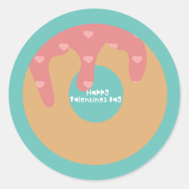 ハッピーヴァレンティーンズデイ紙吹雪ハートフロストドーナツ ラウンドシール