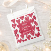 ハッピーヴァレンティーンズデイ赤いハートパターン フェイバーバッグ (クリップ留めされた状態)