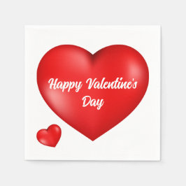 ハッピーヴァレンティーンズデイ赤いハート スタンダードカクテルナプキン