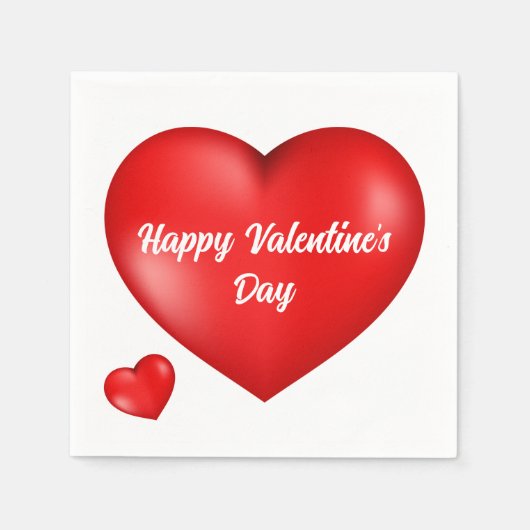 ハッピーヴァレンティーンズデイ赤いハート スタンダードカクテルナプキン (正面)