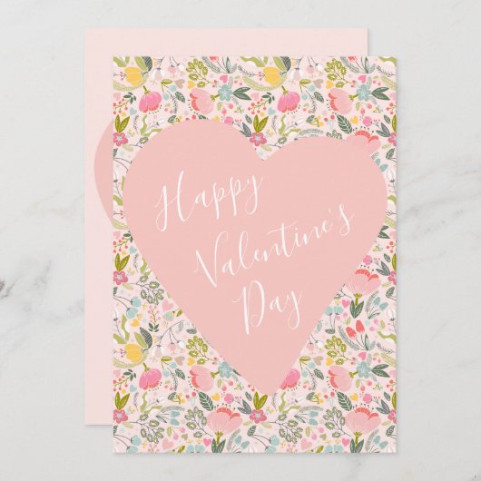 ハッピーヴァレンティーンズデーガーリー赤面ピンクハート シーズンカード (正面/裏面)