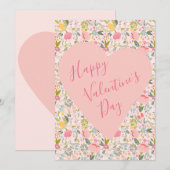 ハッピーヴァレンティーンズデーガーリー赤面ピンクハート シーズンカード (正面/裏面)