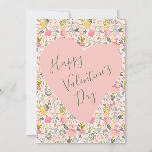 ハッピーヴァレンティーンズデーガーリー赤面ピンクハート シーズンカード (正面)