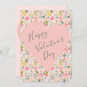 ハッピーヴァレンティーンズデーガーリー赤面ピンクハート シーズンカード (正面/裏面)