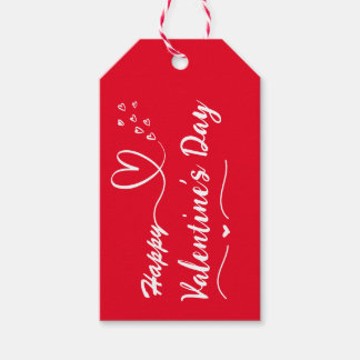 ハッピーヴァレンティーンズデーシンプルラベルレッド&ホワイトギフト ギフトタグ