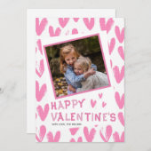 ハッピーヴァレンティーンズピンクハートフォトファミリー シーズンカード (正面/裏面)