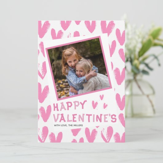 ハッピーヴァレンティーンズピンクハートフォトファミリー シーズンカード (スタンド正面)