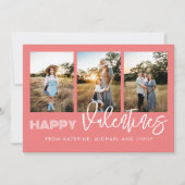 ハッピーヴァレンティーンズピンクフォトコラージファミリーカード シーズンカード (正面)
