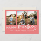 ハッピーヴァレンティーンズピンクフォトコラージファミリーカード シーズンカード (正面/裏面)