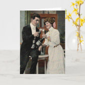 ハッピーヴィンテージカップルのクリンク眼鏡の記念日 カード (黄色い花)