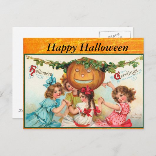 ハッピーヴィンテージハロウィーンポストカード ポストカード (正面/裏面)