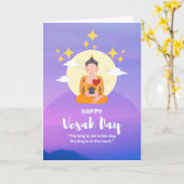 ハッピーヴェサックデイブッダとハートの空 カード (黄色い花)