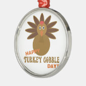 ハッピー七面鳥の一日の感謝祭 メタルオーナメント (左)