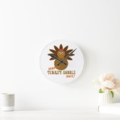 ハッピー七面鳥の一日の感謝祭 ラウンド壁時計 (ホーム)