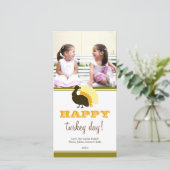 ハッピー七面鳥の日オレンジグリーンカスタムサンクスギビング シーズンカード (スタンド正面)