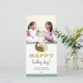 ハッピー七面鳥の日ブルーグリーンカスタム感謝祭 シーズンカード (スタンド正面)