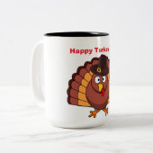 ハッピー七面鳥の日2トーンのコーヒーマグ ツートーンマグカップ (正面左)