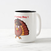 ハッピー七面鳥の日2トーンのコーヒーマグ ツートーンマグカップ (正面右)