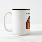 ハッピー七面鳥の日2トーンのコーヒーマグ ツートーンマグカップ (左)