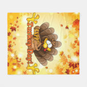 ハッピー七面鳥の日 フリースブランケット (正面(横))