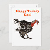 ハッピー七面鳥デイカートゥーンサンクスギビングスケッチ シーズンポストカード (正面/裏面)