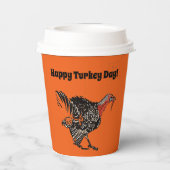 ハッピー七面鳥デイカートゥーンサンクスギビングスケッチ 紙コップ (裏面)