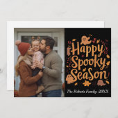 ハッピー不気味シーズン家族の写真カード，ハロウィーン (正面/裏面)