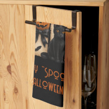ハッピー不気味「ハロウィン幽霊黒猫