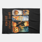 ハッピー不気味「ハロウィーンカボチャ黒猫幽霊 キッチンタオル (横)