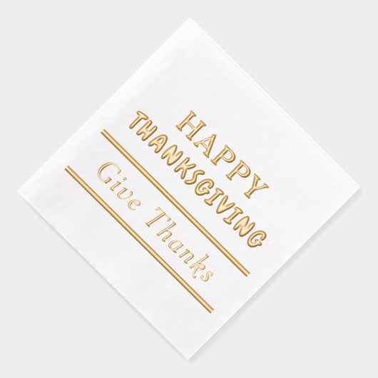 ハッピー与え感謝祭感謝していタイポグラフィ 箔ナプキン (右)