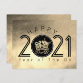 ハッピー中国のメタル丑2021年新年HpostC シーズンポストカード (正面/裏面)
