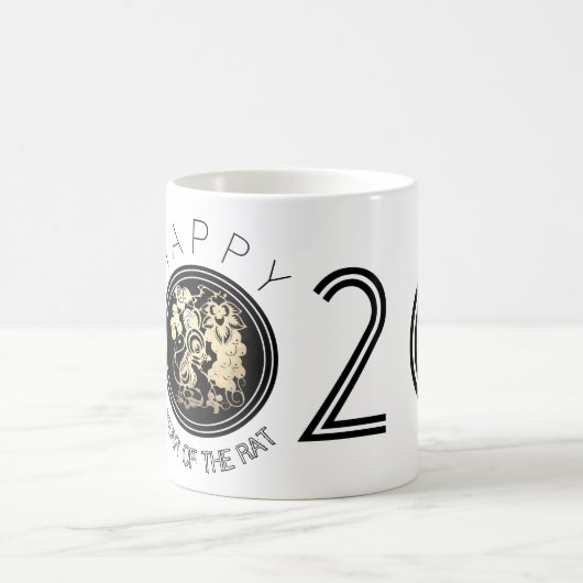 ハッピー中国のラットニューイヤー2020ホワイトマグカップ3 コーヒーマグカップ (中央)