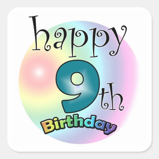 ハッピー九誕生日ヴィエルカンテステッカー スクエアシール (正面)