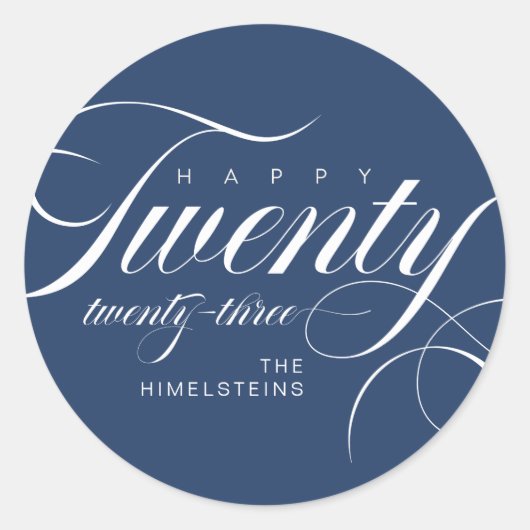 ハッピー二十三ブルーホワイトハヌカー ラウンドシール (正面)